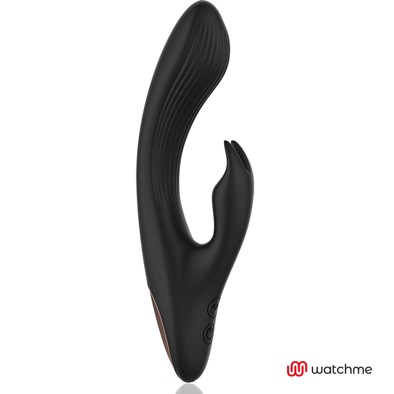 Vibrador rabbit ANNE'S DESIRE negro, vista frontal con textura y botones visibles.