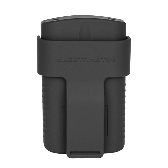 ElectraStim AXIS negro, vista frontal con clip protector.