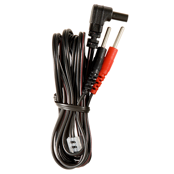 Cable Electrastim AXIS con conectores rojo y negro en ángulo