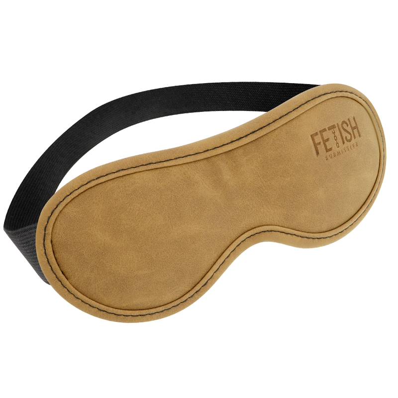 Antifaz FETISH SUBMISSIVE ORIGIN en piel vegana beige con cinta negra.