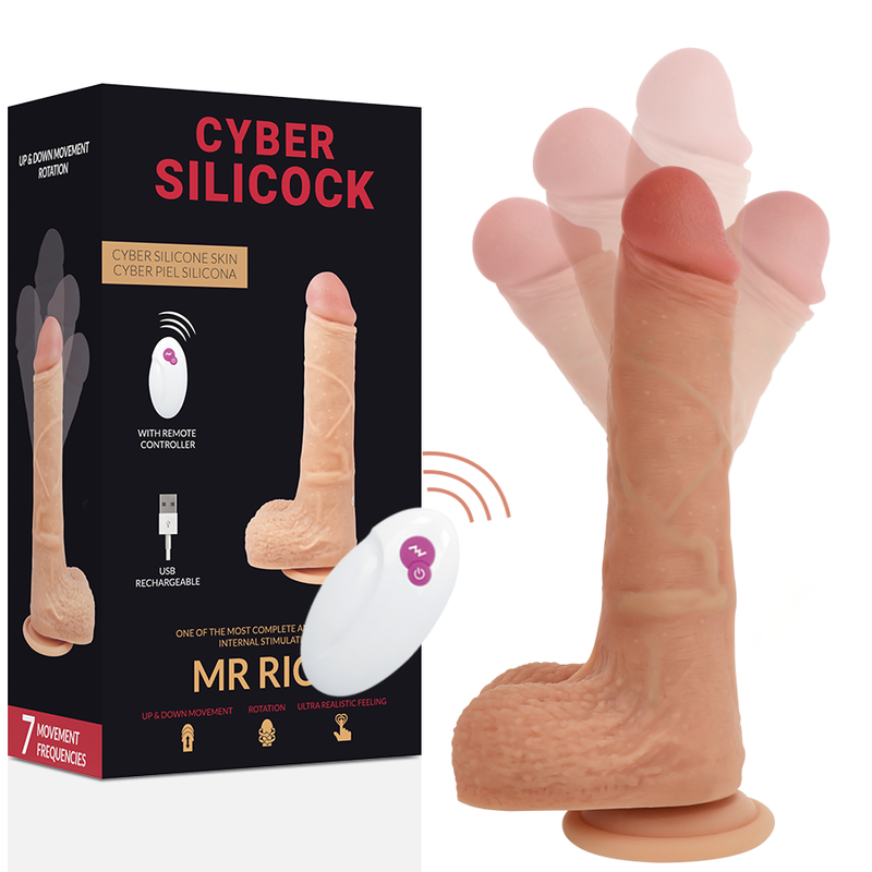 CYBER SILICOCK Mr Rick con caja del producto y mando a distancia.