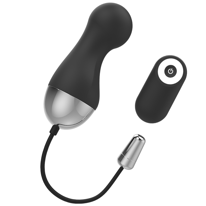 BRILLY GLAM Ian, vibrador tipo huevo negro con mando a distancia y cable visible