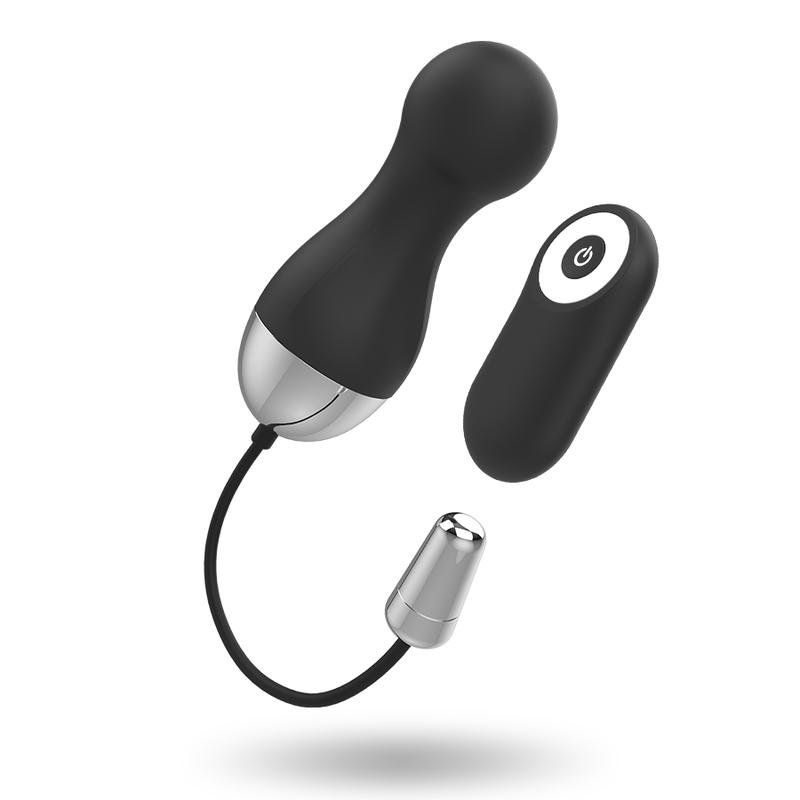 BRILLY GLAM Ian vibrador tipo huevo negro con mando a distancia.