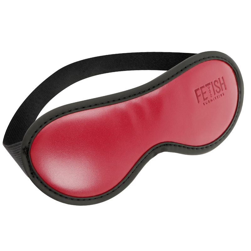 Máscara para ojos Fetish Submissive Dark Room roja con banda elástica negra.