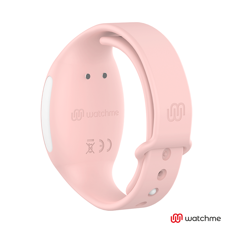 Detalle del vibrador mini Wearwatch Egg rosa con correa ajustable.
