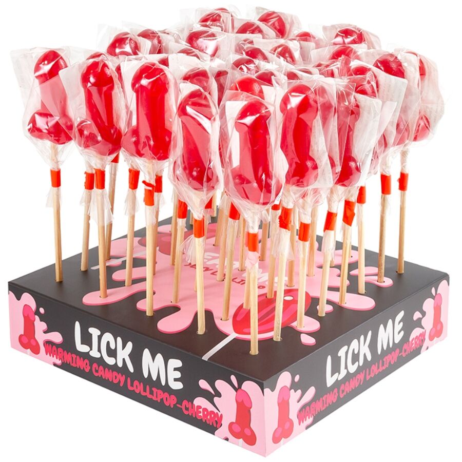 Secretplay Cosmetic Cherry Candy — Piruletas con forma de pene, efecto picante (display 40) - Imagen 2