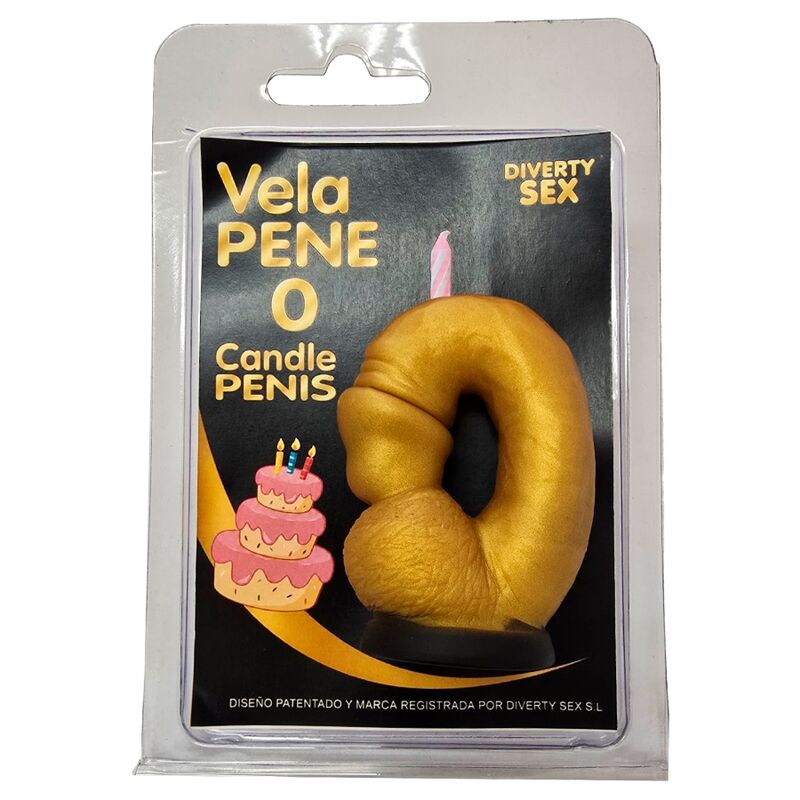 DIABLO PICANTE Vela número con forma de pene — Oro (0–9)