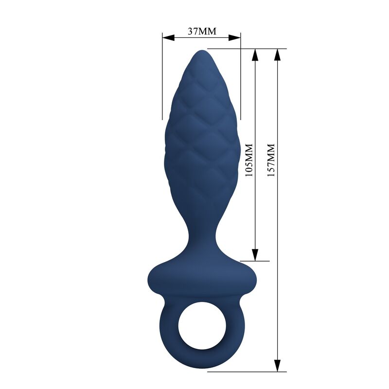 MR PLAY Tapón anal texturizado con anilla, azul (Talla L) - Imagen 8