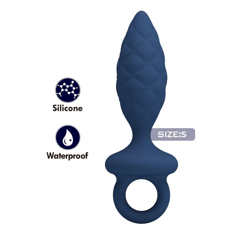 MR PLAY - PLUG ANAL TEXTURIZADO CON ANILLA AZUL S - Imagen 2