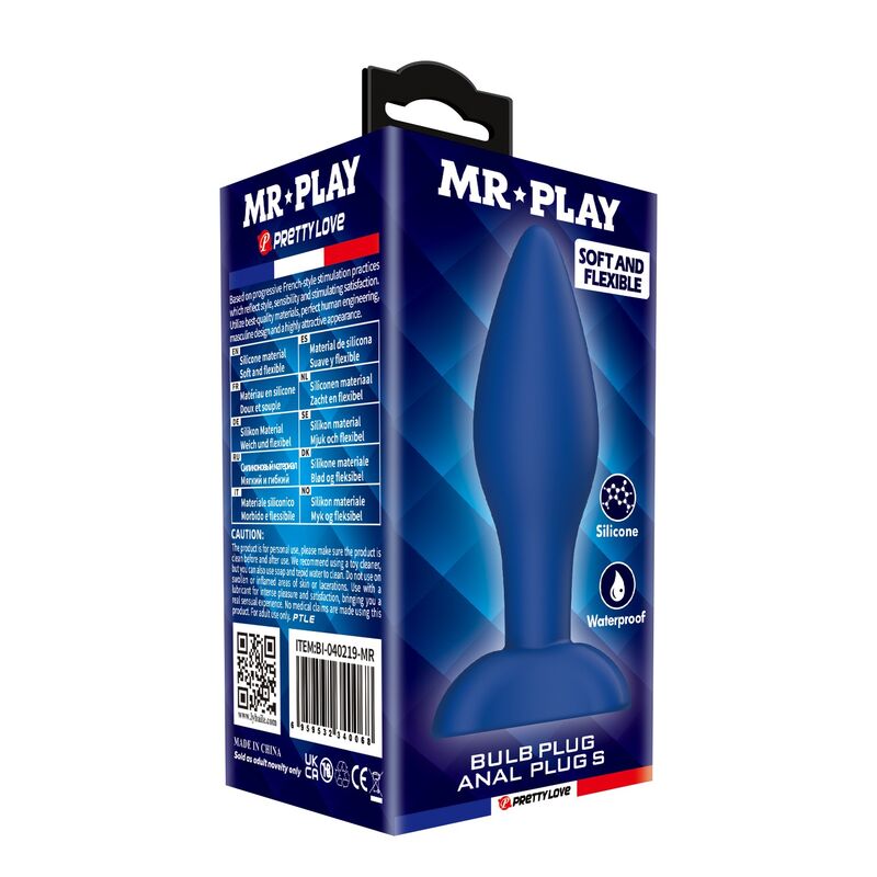 MR PLAY - PLUG ANAL CÓNICO SILICONA AZUL S - Imagen 3