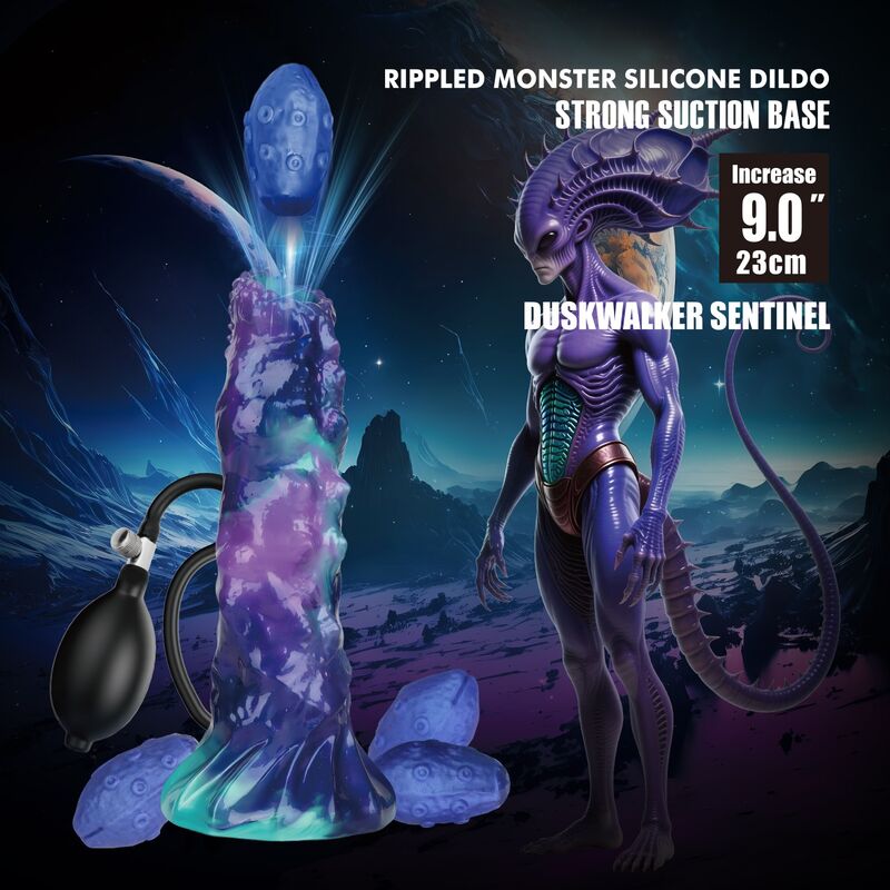 Power Monsters Duskwalker Sentinel — Dildo inflable de fantasía tricolor (≈ 23 cm | Ø 5 cm) - Imagen 9