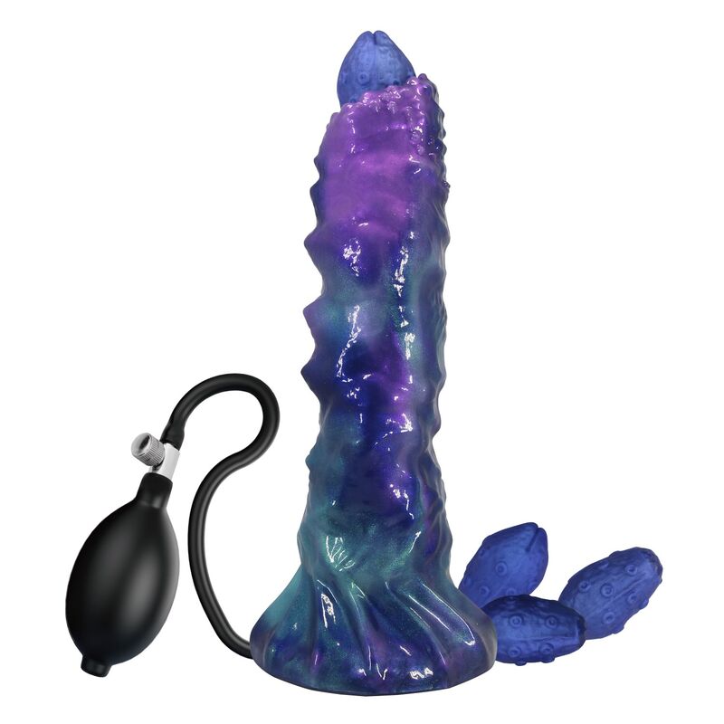 Power Monsters Duskwalker Sentinel — Dildo inflable de fantasía tricolor (≈ 23 cm | Ø 5 cm)