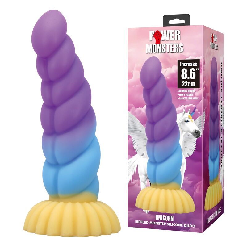 POWER MONSTERS Unicorn Tricolor — consolador sin vibración 22 cm (Ø 5 cm) - Imagen 8