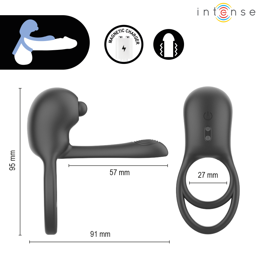 INTENSE - SPIKE ANILLO VIBRADOR PARA PENE CON CONTROL REMOTO - Imagen 4