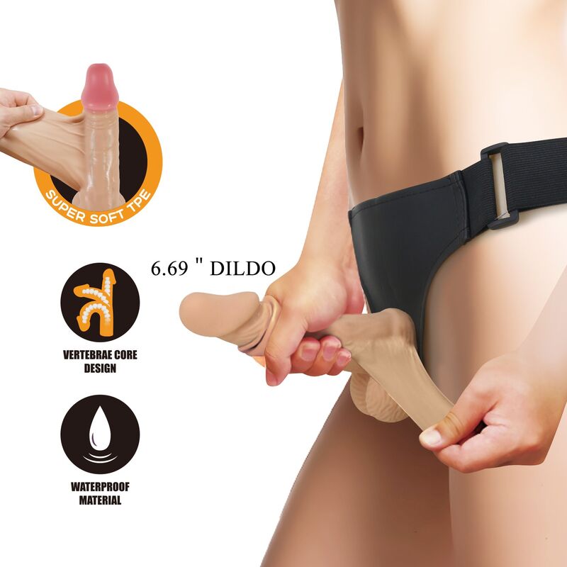 PRETTY LOVE - ZANE ARNÉS CON DILDO FLEXIBLE 17 CM Ø 4,3 CM COLOR NATURAL - Imagen 7