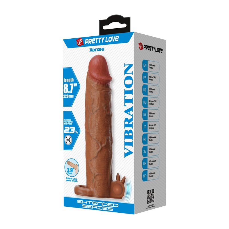 PRETTY LOVE - XERXES FUNDA PARA PENE VIBRADORA 22 CM Ø 4,5 CM COLOR MARRÓN - Imagen 8