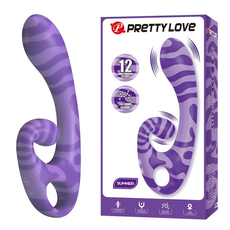 PRETTY LOVE - SUMMER VIBRADOR DOBLE CON ASA 19 CM Ø 3,5 CM MORADO - Imagen 9
