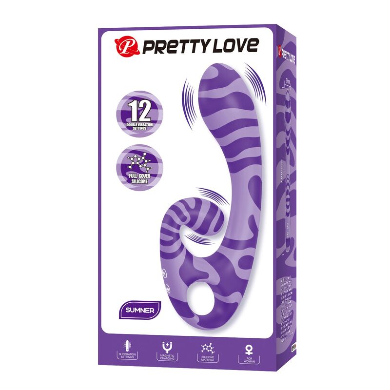 PRETTY LOVE - SUMMER VIBRADOR DOBLE CON ASA 19 CM Ø 3,5 CM MORADO - Imagen 2