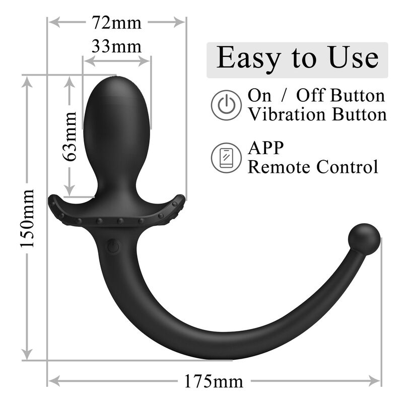 PRETTY LOVE - ANTHONY VIBRADOR ANAL Y PERINEAL APP CONTROL NEGRO - Imagen 17