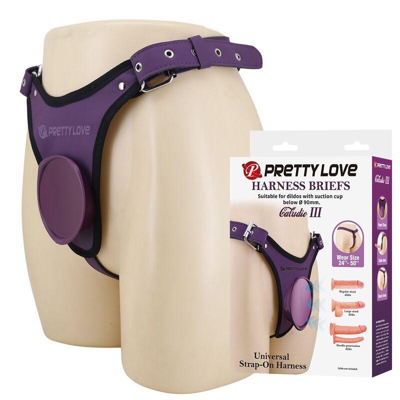 PRETTY LOVE - ARNÉS UNIVERSAL TIPO BRAGA PARA STRAP-ON MORADO Y NEGRO - Imagen 2