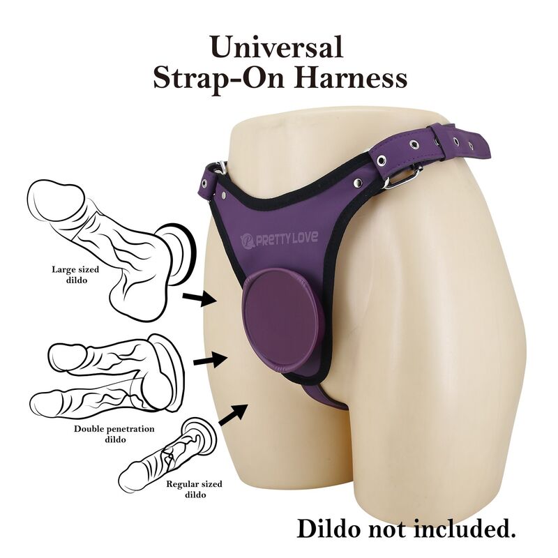 PRETTY LOVE - ARNÉS UNIVERSAL TIPO BRAGA PARA STRAP-ON MORADO Y NEGRO - Imagen 5