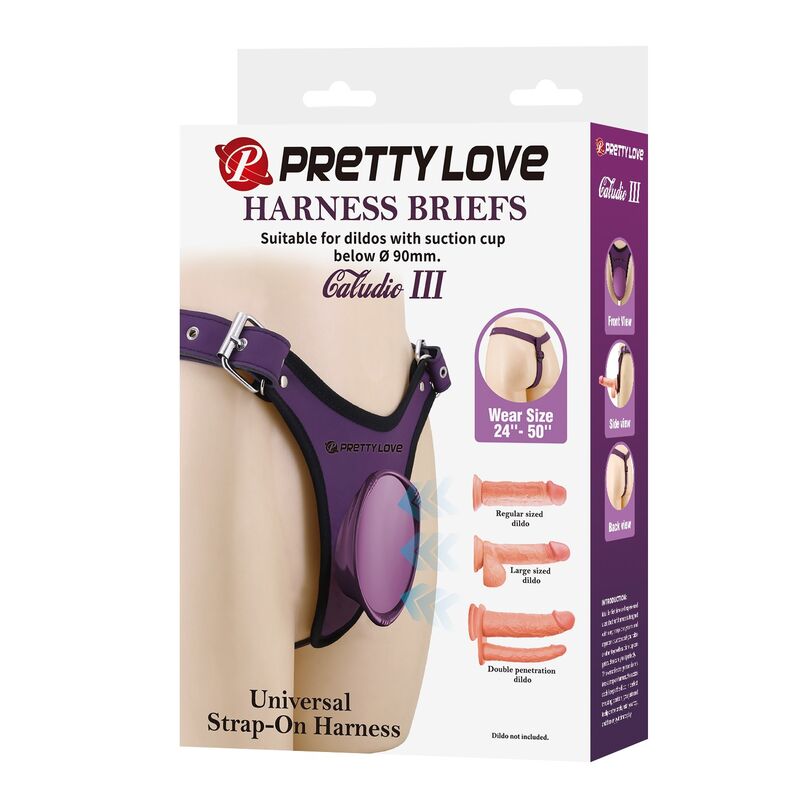 PRETTY LOVE - ARNÉS UNIVERSAL TIPO BRAGA PARA STRAP-ON MORADO Y NEGRO - Imagen 6