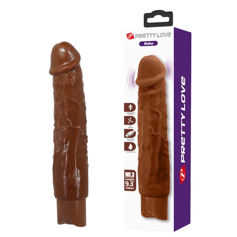 PRETTY LOVE - DUKE VIBRADOR REALÍSTICO 23,5 CM Ø 4,8 CM COLOR MARRÓN - Imagen 12
