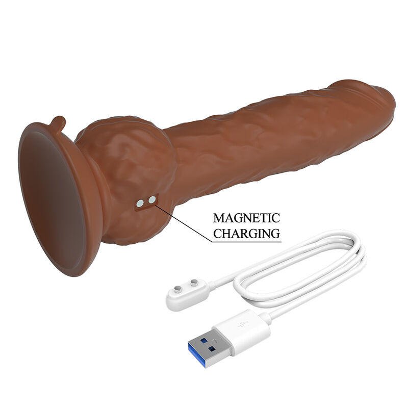 PRETTY LOVE - EREN DILDO VIBRADOR CON EMPUJE 20,5 CM Ø 4,5 CM MARRÓN - Imagen 8