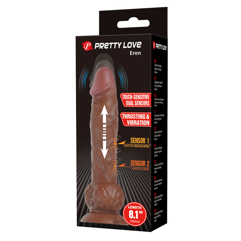 PRETTY LOVE - EREN DILDO VIBRADOR CON EMPUJE 20,5 CM Ø 4,5 CM MARRÓN - Imagen 9