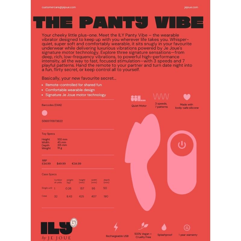 JE JOUE - ILY PANTY VIBE VIBRADOR ÍNTIMO CON CONTROL REMOTO - Imagen 15