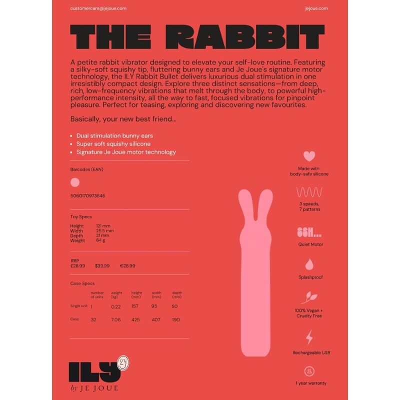 JE JOUE - ILY RABBIT BULLET VIBRADOR ÍNTIMO RECARGABLE - Imagen 11