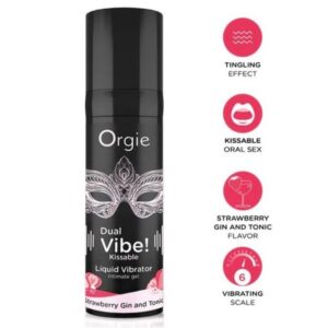 ORGIE - DUAL VIBE! GIN AND TONIC FRESA GEL ÍNTIMO BESABLE EFECTO VIBRANTE 15 ML