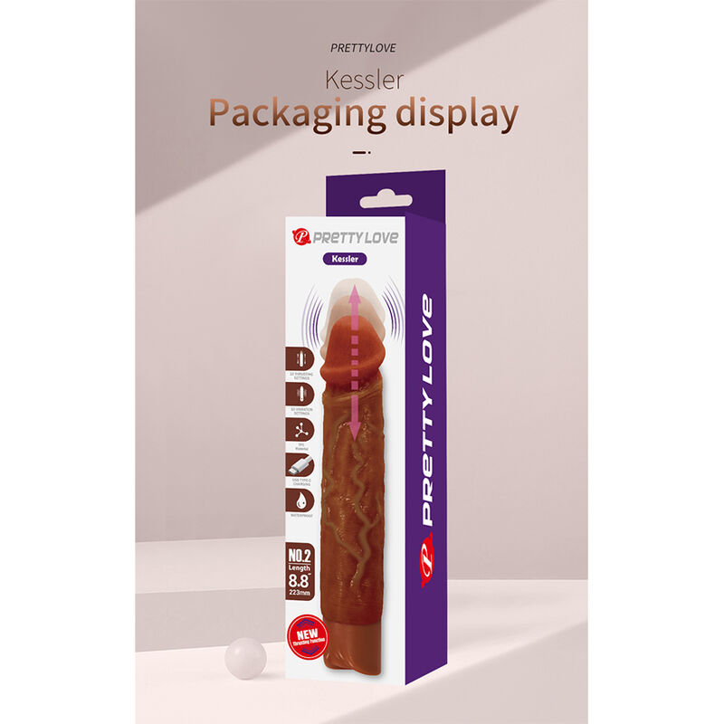 PRETTY LOVE - KESSLER DILDO VIBRADOR REALISTA 10 MODOS DE VIBRACIÓN Y 10 DE EMPUJE 22 CM MARRÓN - Imagen 16