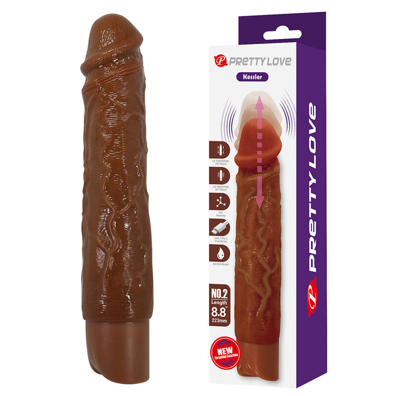 PRETTY LOVE - KESSLER DILDO VIBRADOR REALISTA 10 MODOS DE VIBRACIÓN Y 10 DE EMPUJE 22 CM MARRÓN - Imagen 17