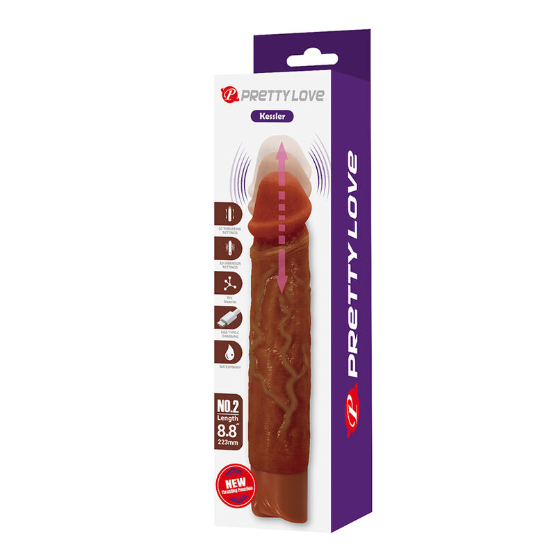 PRETTY LOVE - KESSLER DILDO VIBRADOR REALISTA 10 MODOS DE VIBRACIÓN Y 10 DE EMPUJE 22 CM MARRÓN - Imagen 15