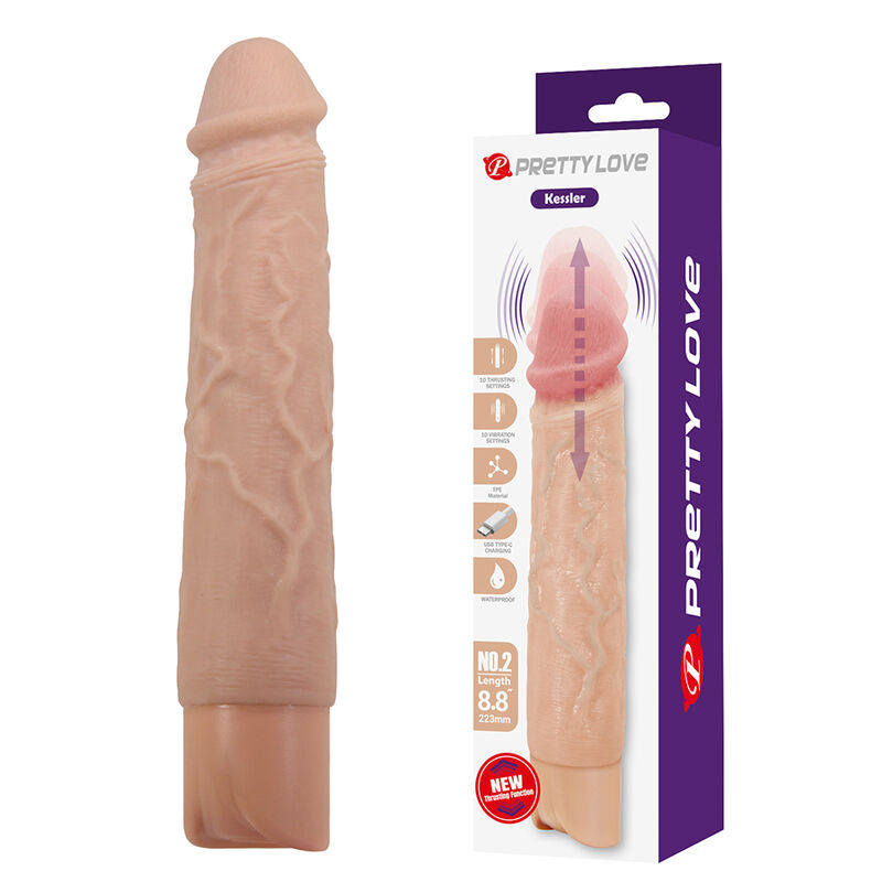 PRETTY LOVE - KESSLER DILDO VIBRADOR REALISTA 10 MODOS DE VIBRACIÓN Y 10 DE EMPUJE 22 CM NATURAL - Imagen 14