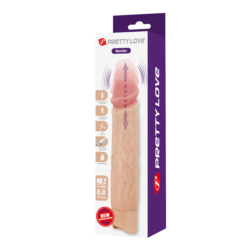 PRETTY LOVE - KESSLER DILDO VIBRADOR REALISTA 10 MODOS DE VIBRACIÓN Y 10 DE EMPUJE 22 CM NATURAL - Imagen 12
