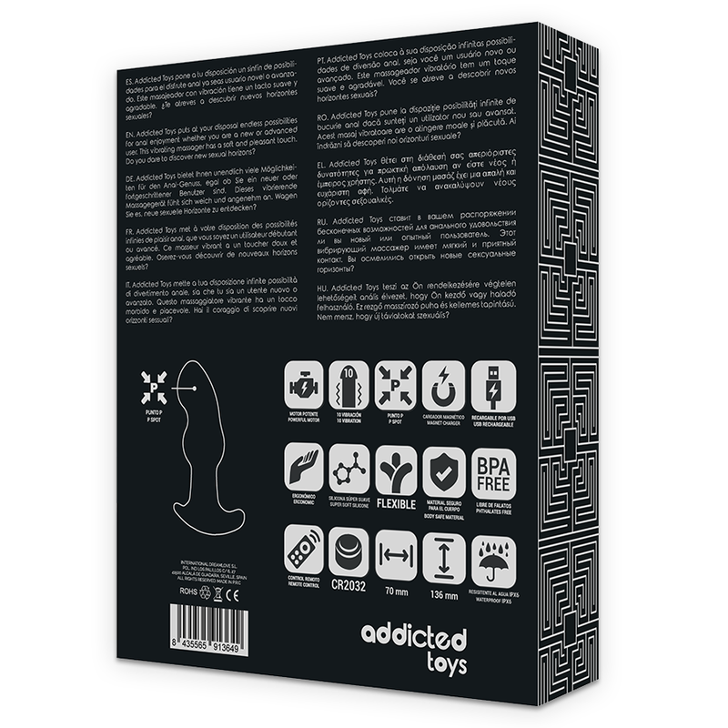 ADDICTED TOYS - CONTROL REMOTO PLUG ANAL P-SPOT NEGRO - Imagen 7